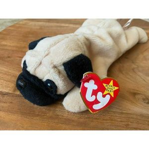 Ty Beanie Baby Pugsly Rare* Retired* 1996 the Pug Original Tag PE Pellets Errors
